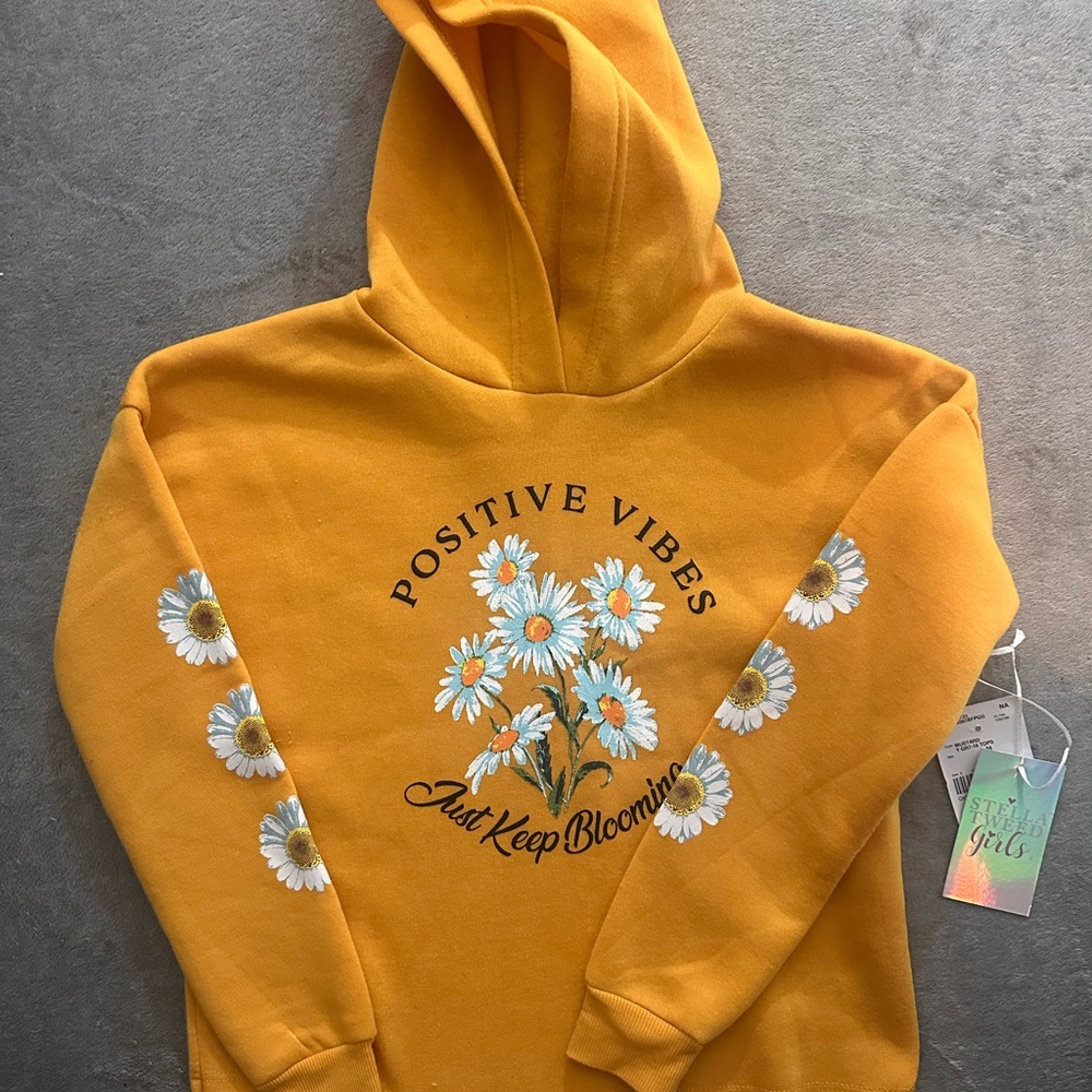 Yellow Hoodie with Floral Print